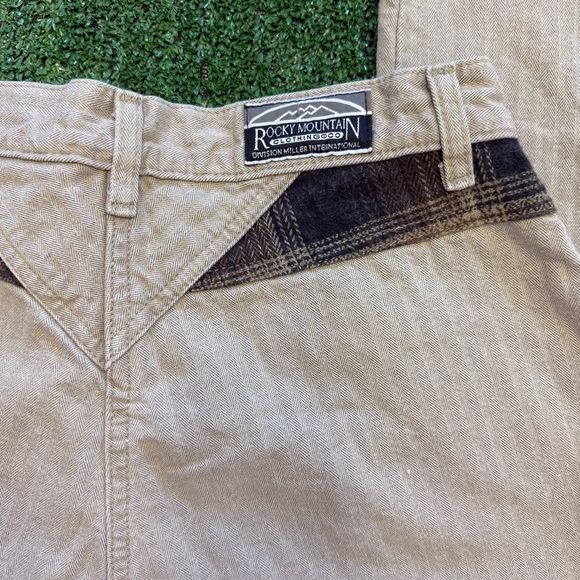 Rocky Mountain Jeans Khaki pinstripe with brown plaid accents, Size 27 - Picture 5 of 5